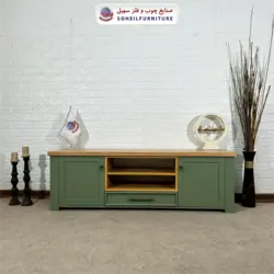 میز تلویزیون مدرن چوب و MDF مدل 144 سهیل (روکش طبیعی چوب بلوط) - صنایع چوب و فلز سهیل