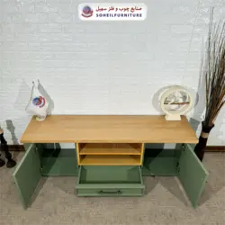 میز تلویزیون مدرن چوب و MDF مدل 144 سهیل (روکش طبیعی چوب بلوط) - صنایع چوب و فلز سهیل