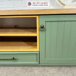 میز تلویزیون مدرن چوب و MDF مدل 144 سهیل (روکش طبیعی چوب بلوط) - صنایع چوب و فلز سهیل