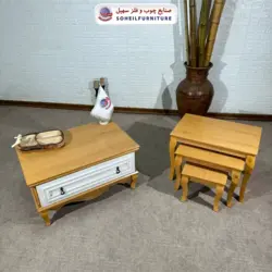 میز جلو مبلی نئو کلاسیک چوب و MDF مدل 139 سهیل (روکش طبیعی چوب بلوط) - صنایع چوب و فلز سهیل