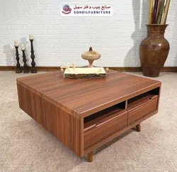 میز جلومبلی چوبی مربع کشو دار مدل 124 سهیل