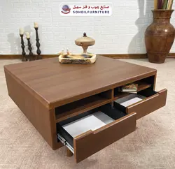 میز جلومبلی چوبی مربع کشو دار مدل 124 سهیل