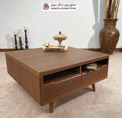 میز جلومبلی چوبی مربع کشو دار مدل 124 سهیل
