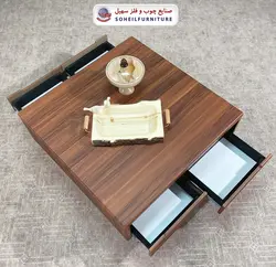 میز جلومبلی چوبی مربع کشو دار مدل 124 سهیل