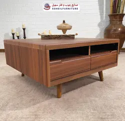 میز جلومبلی چوبی مربع کشو دار مدل 124 سهیل