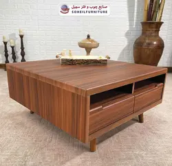 میز جلومبلی چوبی مربع کشو دار مدل 124 سهیل