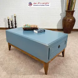 میز جلومبلی چوبی مدرن کشو دار مدل 137 سهیل (روکش طبیعی چوب بلوط)