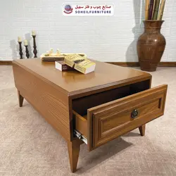میز جلومبلی چوبی مدرن کشو دار مدل 137 سهیل (روکش طبیعی چوب بلوط)