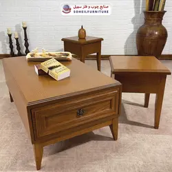 میز جلومبلی چوبی مدرن کشو دار مدل 137 سهیل (روکش طبیعی چوب بلوط)