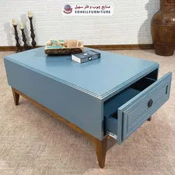میز جلومبلی چوبی مدرن کشو دار مدل 137 سهیل (روکش طبیعی چوب بلوط)