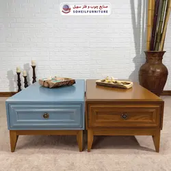 میز جلومبلی چوبی مدرن کشو دار مدل 137 سهیل (روکش طبیعی چوب بلوط)