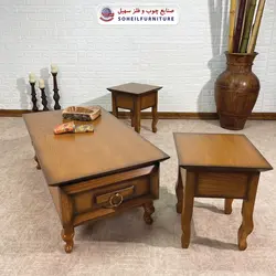میز عسلی(بغل مبل) چوبی کلاسیک مدل 136 (روکش طبیعی چوب بلوط)