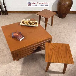 میز عسلی(بغل مبل) چوبی کلاسیک مدل 135 سهیل (روکش طبیعی چوب بلوط)