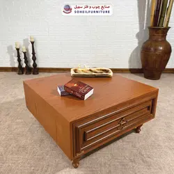 میز عسلی(بغل مبل) چوبی کلاسیک مدل 135 سهیل (روکش طبیعی چوب بلوط)