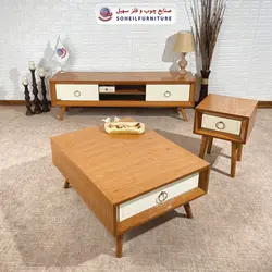 میز عسلی(بغل مبل) چوبی کشو دار مدرن مدل 133 سهیل (روکش طبیعی چوب بلوط)