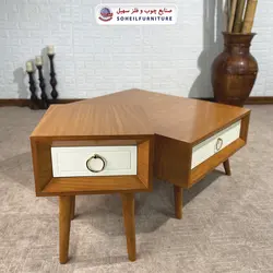 میز عسلی(بغل مبل) چوبی کشو دار مدرن مدل 133 سهیل (روکش طبیعی چوب بلوط)