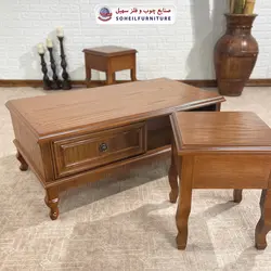 میز جلومبلی چوبی کلاسیک کشو دار مدل 132 سهیل (روکش طبیعی چوب بلوط)
