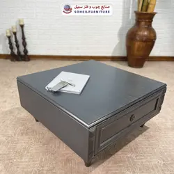 میز جلومبلی چوبی مدرن کشو دار مدل ۱۳۰ سهیل (روکش طبیعی چوب بلوط)