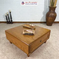 میز جلومبلی چوبی مدرن کشو دار مدل ۱۳۰ سهیل (روکش طبیعی چوب بلوط)