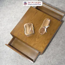 میز جلومبلی چوبی مدرن کشو دار مدل ۱۳۰ سهیل (روکش طبیعی چوب بلوط)