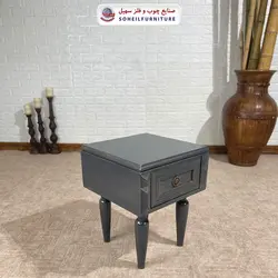 میز عسلی(بغل مبل) چوبی کشو دار مدرن مدل 130 سهیل (روکش طبیعی چوب بلوط)