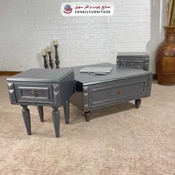 میز عسلی(بغل مبل) چوبی کشو دار مدرن مدل 130 سهیل (روکش طبیعی چوب بلوط)