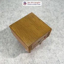میز عسلی(بغل مبل) چوبی کشو دار مدرن مدل 130 سهیل (روکش طبیعی چوب بلوط)