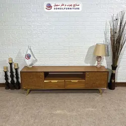 میز تلویزیون مدرن چوب و MDF مدل 105 سهیل (روکش طبیعی چوب بلوط)