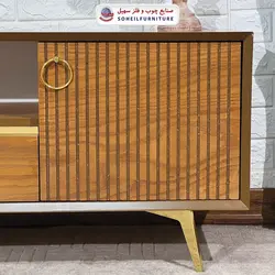 میز تلویزیون مدرن چوب و MDF مدل 105 سهیل (روکش طبیعی چوب بلوط)