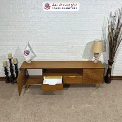 میز تلویزیون مدرن چوب و MDF مدل 105 سهیل (روکش طبیعی چوب بلوط)