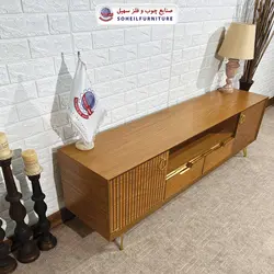 میز تلویزیون مدرن چوب و MDF مدل 105 سهیل (روکش طبیعی چوب بلوط)