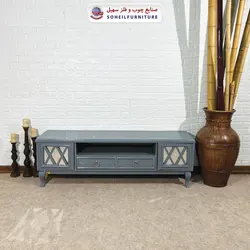 میز تلویزیون مدرن چوب و MDF مدل 138 سهیل (روکش طبیعی چوب بلوط)