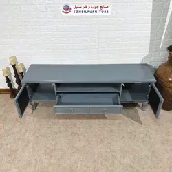 میز تلویزیون مدرن چوب و MDF مدل 138 سهیل (روکش طبیعی چوب بلوط)