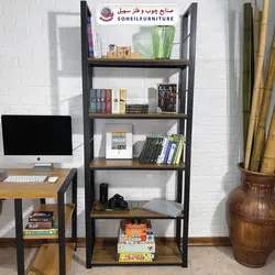 استند کتابخانه MDF و فلز سهیل مدل 440 ساده (پنج طبقه)