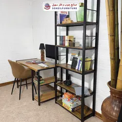 استند کتابخانه MDF و فلز سهیل مدل 440 ساده (پنج طبقه)