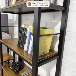 استند کتابخانه MDF و فلز سهیل مدل 440 ساده (پنج طبقه)