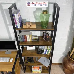استند کتابخانه MDF و فلز سهیل مدل 440 ساده (پنج طبقه)