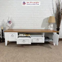میز تلویزیون مدرن چوب و MDF مدل 141 (روکش طبیعی چوب بلوط)