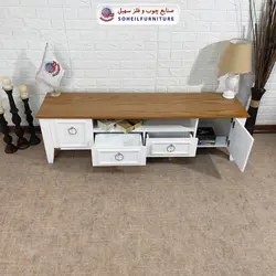 میز تلویزیون مدرن چوب و MDF مدل 141 (روکش طبیعی چوب بلوط)
