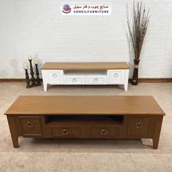 میز تلویزیون مدرن چوب و MDF مدل 141 (روکش طبیعی چوب بلوط)