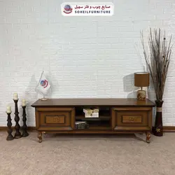 میز تلویزیون کلاسیک چوب و MDF مدل 136 سهیل (روکش طبیعی چوب بلوط)