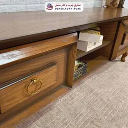 میز تلویزیون کلاسیک چوب و MDF مدل 136 سهیل (روکش طبیعی چوب بلوط)
