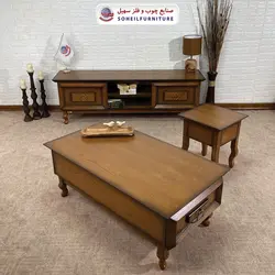 میز تلویزیون کلاسیک چوب و MDF مدل 136 سهیل (روکش طبیعی چوب بلوط)