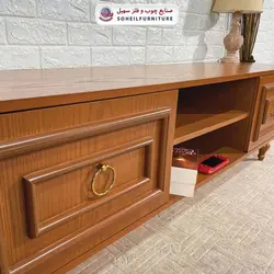 میز تلویزیون کلاسیک چوب و MDF مدل 135 سهیل (روکش طبیعی بلوط)