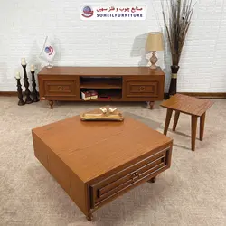 میز تلویزیون کلاسیک چوب و MDF مدل 135 سهیل (روکش طبیعی بلوط)