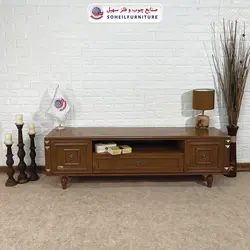 میز تلویزیون کلاسیک چوب و MDF مدل 130 سهیل (روکش طبیعی چوب بلوط)