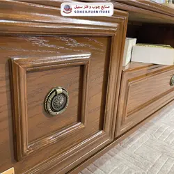میز تلویزیون کلاسیک چوب و MDF مدل 130 سهیل (روکش طبیعی چوب بلوط)