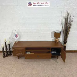 میز تلویزیون کلاسیک چوب و MDF مدل 130 سهیل (روکش طبیعی چوب بلوط)