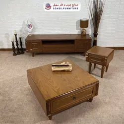 میز تلویزیون کلاسیک چوب و MDF مدل 130 سهیل (روکش طبیعی چوب بلوط)