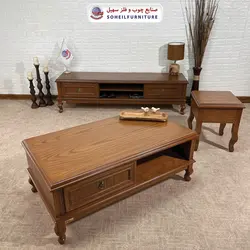 میز تلویزیون کلاسیک چوب و MDF مدل ۱۳۲ سهیل (روکش طبیعی چوب بلوط)